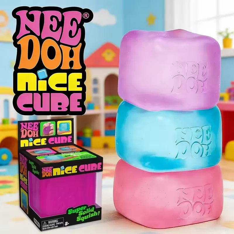 Schylling Needoh Nice Cube Sensory Fidget Cube Stress Relief Squishy Cube Anti-Anxiety Squeeze Object For Focus ADHD Population