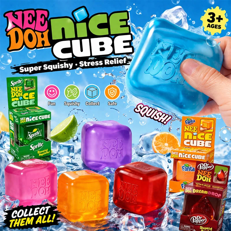 Schylling Needoh Nice Cube Sensory Fidget Cube Stress Relief Squishy Cube Anti-Anxiety Squeeze Object For Focus ADHD Population