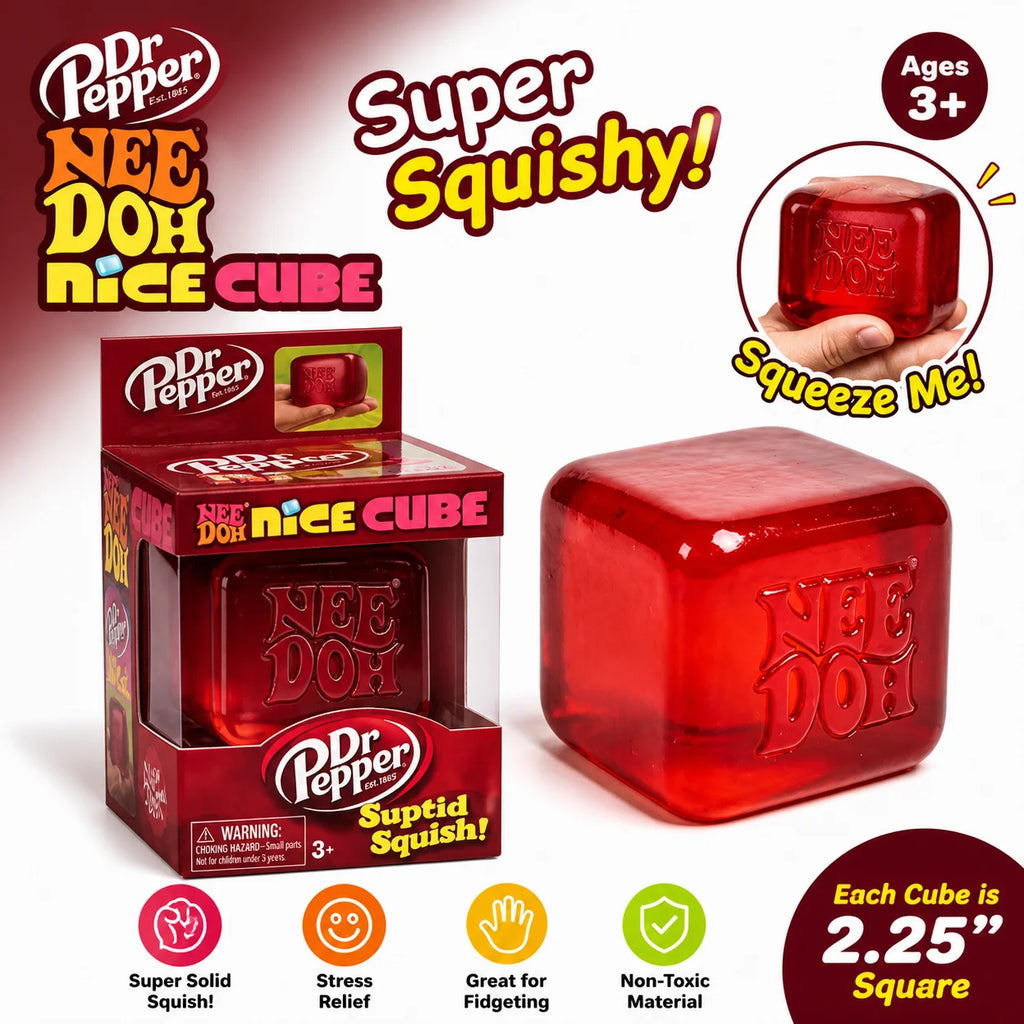 Schylling Needoh Nice Cube Sensory Fidget Cube Stress Relief Squishy Cube Anti-Anxiety Squeeze Object For Focus ADHD Population